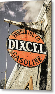 Old Dixcel Gasoline Sign - Metal Print