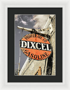 Old Dixcel Gasoline Sign - Framed Print