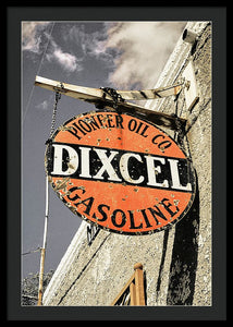 Old Dixcel Gasoline Sign - Framed Print