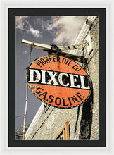 Load image into Gallery viewer, Old Dixcel Gasoline Sign - Framed Print