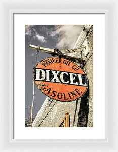 Old Dixcel Gasoline Sign - Framed Print