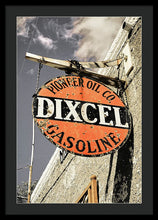 Load image into Gallery viewer, Old Dixcel Gasoline Sign - Framed Print