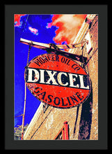 Load image into Gallery viewer, Old, Rustic Dixcel Gas Sign - Framed Print