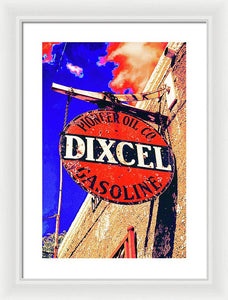 Old, Rustic Dixcel Gas Sign - Framed Print