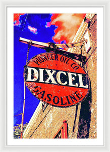 Old, Rustic Dixcel Gas Sign - Framed Print