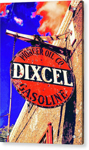 Old, Rustic Dixcel Gas Sign - Acrylic Print