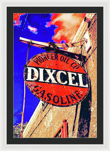 Old, Rustic Dixcel Gas Sign - Framed Print