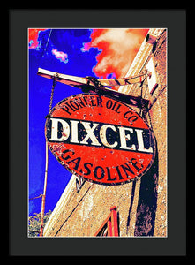 Old, Rustic Dixcel Gas Sign - Framed Print