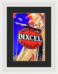 Old, Rustic Dixcel Gas Sign - Framed Print