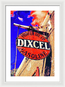 Old, Rustic Dixcel Gas Sign - Framed Print