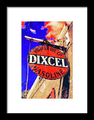 Old, Rustic Dixcel Gas Sign - Framed Print