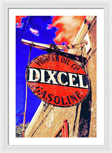 Old, Rustic Dixcel Gas Sign - Framed Print