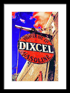 Old, Rustic Dixcel Gas Sign - Framed Print