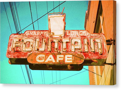 Old Vintage Cafe Soda Fountain Sign - Canvas Print