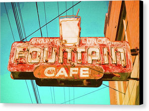 Old Vintage Cafe Soda Fountain Sign - Canvas Print