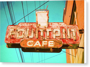 Old Vintage Cafe Soda Fountain Sign - Canvas Print