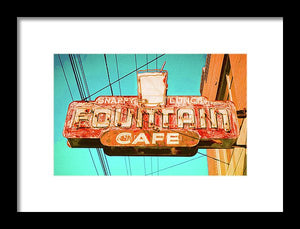 Old Vintage Cafe Soda Fountain Sign - Framed Print