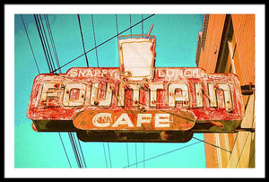 Old Vintage Cafe Soda Fountain Sign - Framed Print