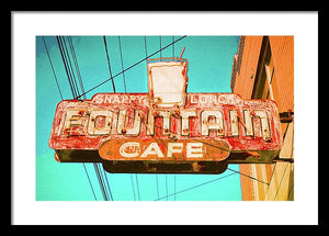 Old Vintage Cafe Soda Fountain Sign - Framed Print