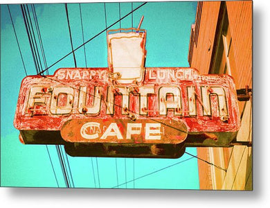 Old Vintage Cafe Soda Fountain Sign - Metal Print