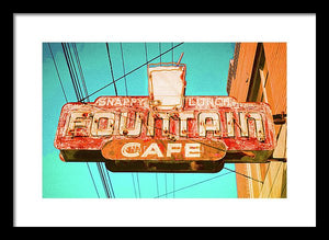 Old Vintage Cafe Soda Fountain Sign - Framed Print