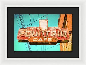 Old Vintage Cafe Soda Fountain Sign - Framed Print