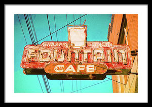 Old Vintage Cafe Soda Fountain Sign - Framed Print