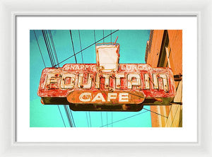 Old Vintage Cafe Soda Fountain Sign - Framed Print