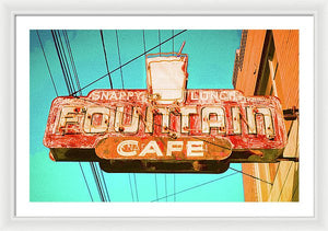 Old Vintage Cafe Soda Fountain Sign - Framed Print