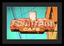 Load image into Gallery viewer, Old Vintage Cafe Soda Fountain Sign - Framed Print