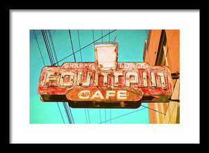 Old Vintage Cafe Soda Fountain Sign - Framed Print