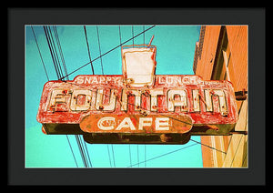 Old Vintage Cafe Soda Fountain Sign - Framed Print
