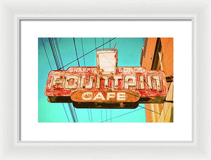 Old Vintage Cafe Soda Fountain Sign - Framed Print