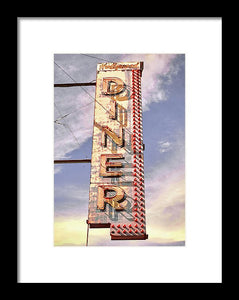 Old, Vintage Diner Sign - Red - Framed Print