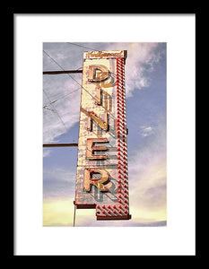 Old, Vintage Diner Sign - Red - Framed Print