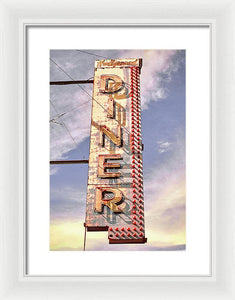 Old, Vintage Diner Sign - Red - Framed Print