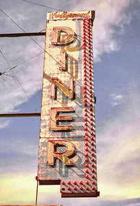 Old, Vintage Diner Sign - Red - Art Print