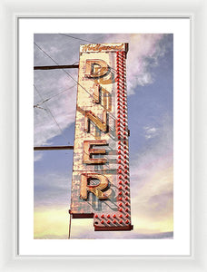 Old, Vintage Diner Sign - Red - Framed Print