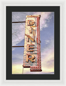 Old, Vintage Diner Sign - Red - Framed Print