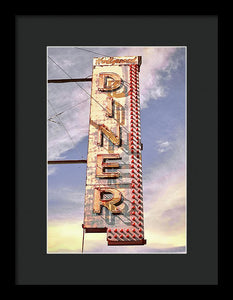 Old, Vintage Diner Sign - Red - Framed Print