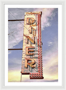 Old, Vintage Diner Sign - Red - Framed Print