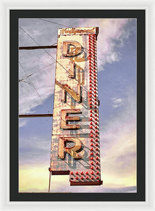 Old, Vintage Diner Sign - Red - Framed Print