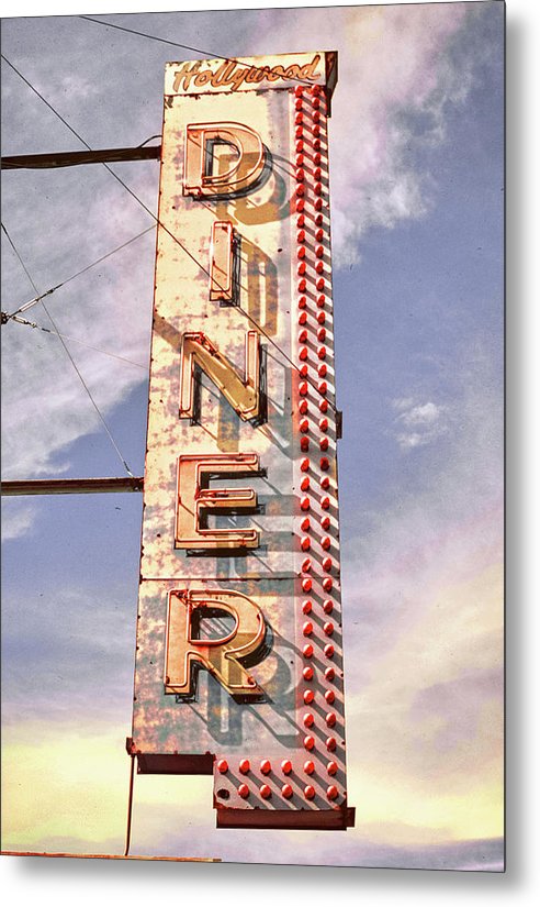 Old, Vintage Diner Sign - Red - Metal Print