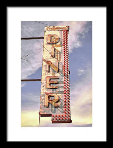 Old, Vintage Diner Sign - Red - Framed Print