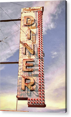 Old, Vintage Diner Sign - Red - Acrylic Print