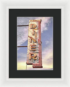 Old, Vintage Diner Sign - Red - Framed Print