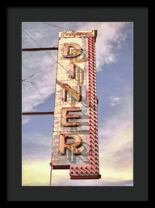 Old, Vintage Diner Sign - Red - Framed Print