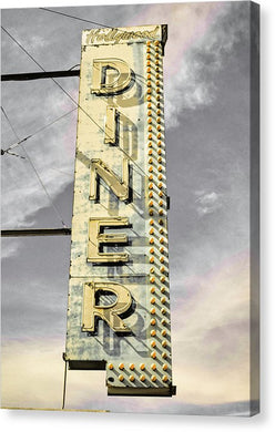 Old, Vintage Diner Sign - Yellow - Canvas Print