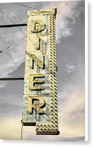 Old, Vintage Diner Sign - Yellow - Canvas Print