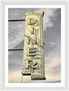 Old, Vintage Diner Sign - Yellow - Framed Print